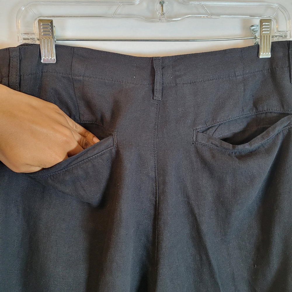 LAGENCE Womens Wide Leg Linen Pants Size 31 Black Bohemian Beachy Lagenlook Art - Picture 11 of 13
